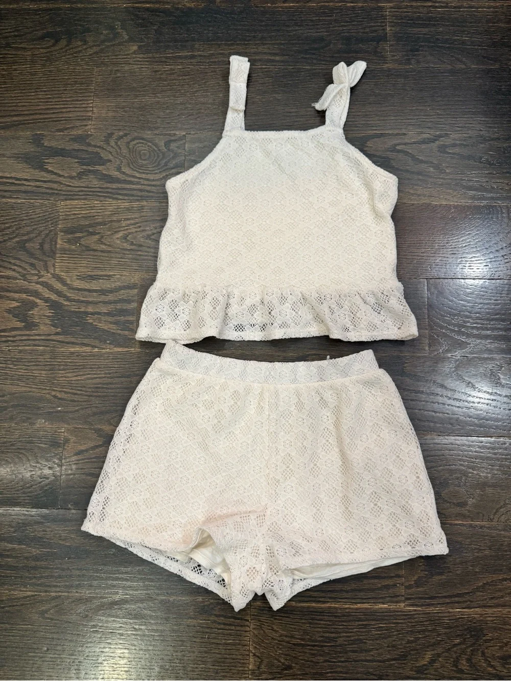 H&M Girls Lace Camisole & Shorts Set-Cream